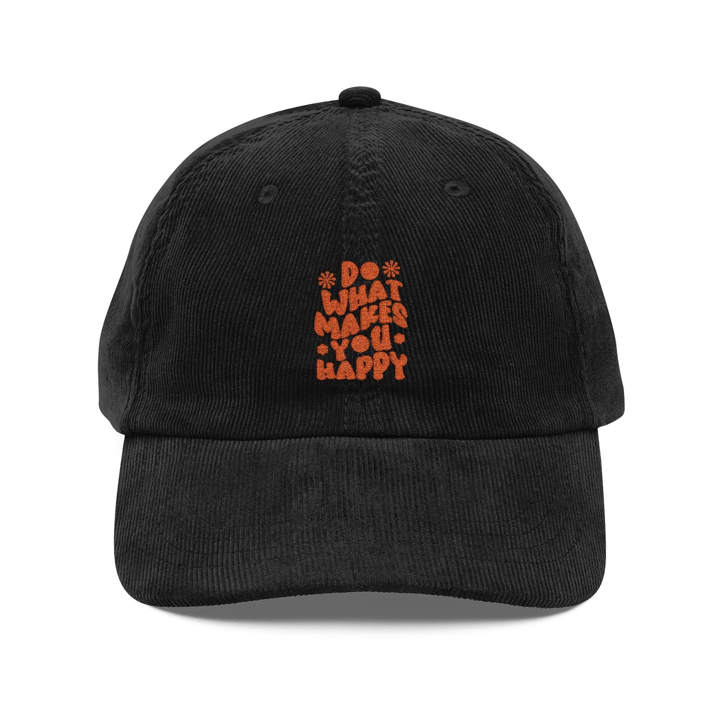 Do What Makes You Happy Cord Cap – Retro Cord Basecap mit Stickerei - Good Vibes, Gift for Friends, Relaxed Fashion