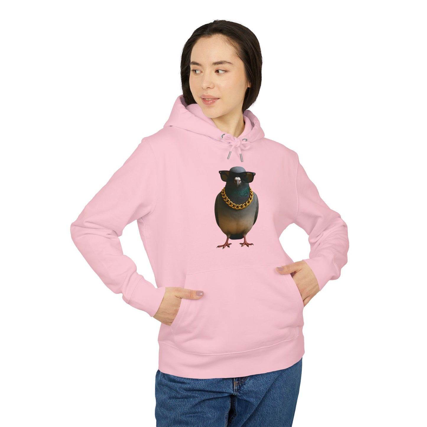 Gangster Taube Hoodie (Brustprint) – Lustiger Streetstyle Kapuzenpullover mit Vogel Motiv – Oversize Unisex Hoodie für Herren & Damen