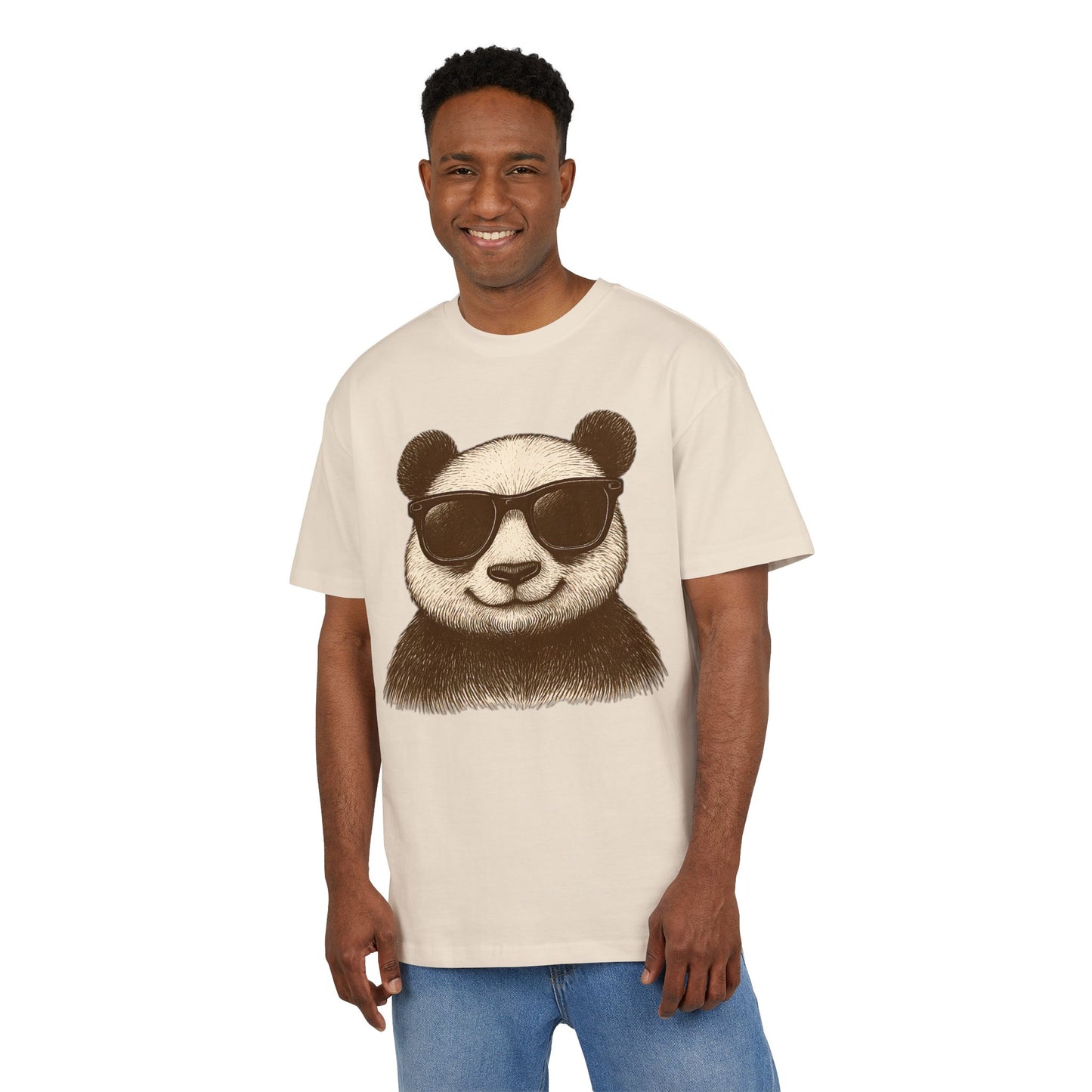 Cooler Panda T-Shirt (Brustprint) – Stylisches Unisex Shirt mit Sonnenbrillen-Motiv im Retro Look