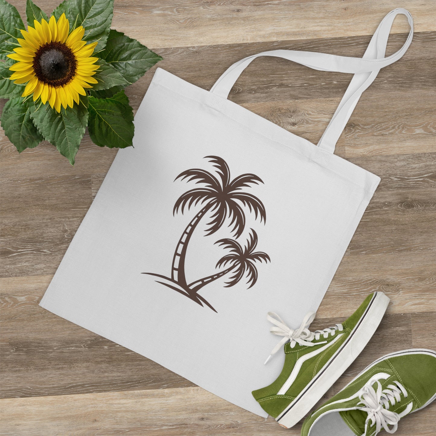 Palmen Jutebeutel – Nachhaltige Stofftasche mit tropischem Strandmotiv | Boho Shopper für Damen & Herren
