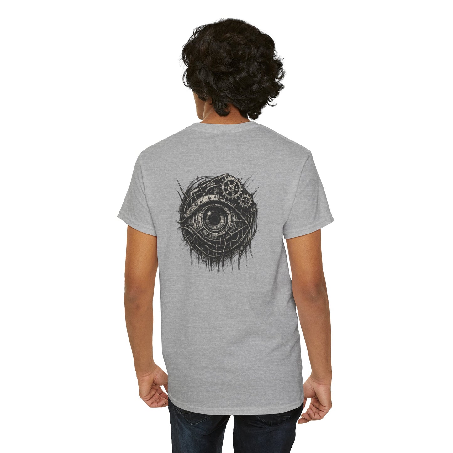 Biomechanisches Auge T-Shirt Unisex – Cyberpunk Zahnräder & Drähte Design | Futuristisches Cyborg Shirt für Sci-Fi & Gothic Fans