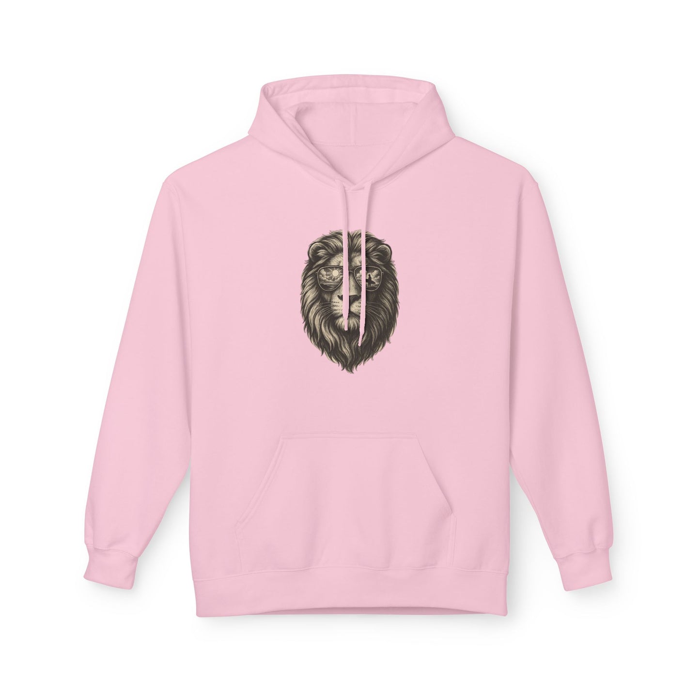 Löwe mit Sonnenbrille Hoodie (Brustprint) – Stylischer Unisex Kapuzenpullover mit Löwenmotiv für Tierfreunde & Streetwear-Fans