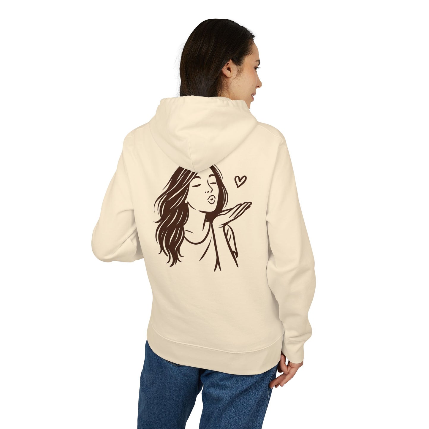 Kusshand Hoodie Unisex (Rückenprint) – Romantischer Love Hoodie mit Herz Motiv, Stylisches Geschenk für Valentinstag & Paare