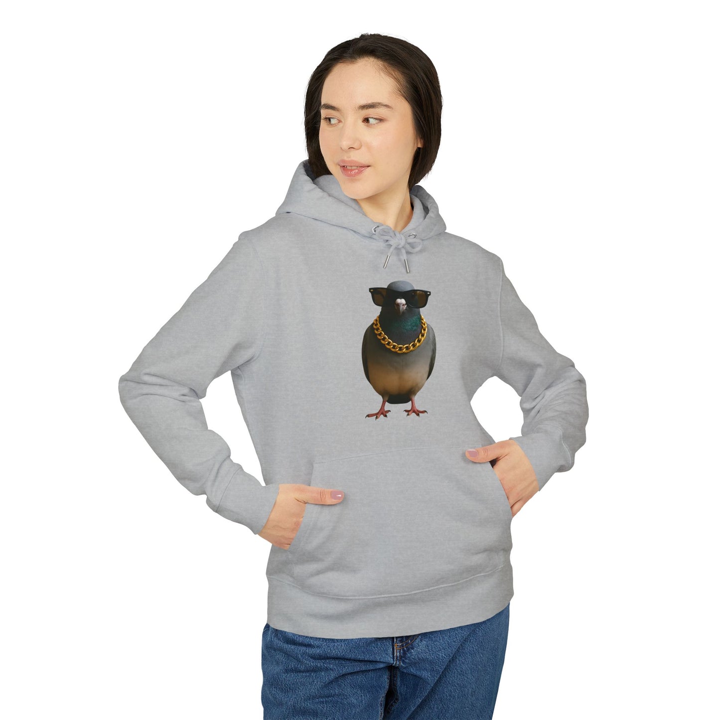 Gangster Taube Hoodie (Brustprint) – Lustiger Streetstyle Kapuzenpullover mit Vogel Motiv – Oversize Unisex Hoodie für Herren & Damen