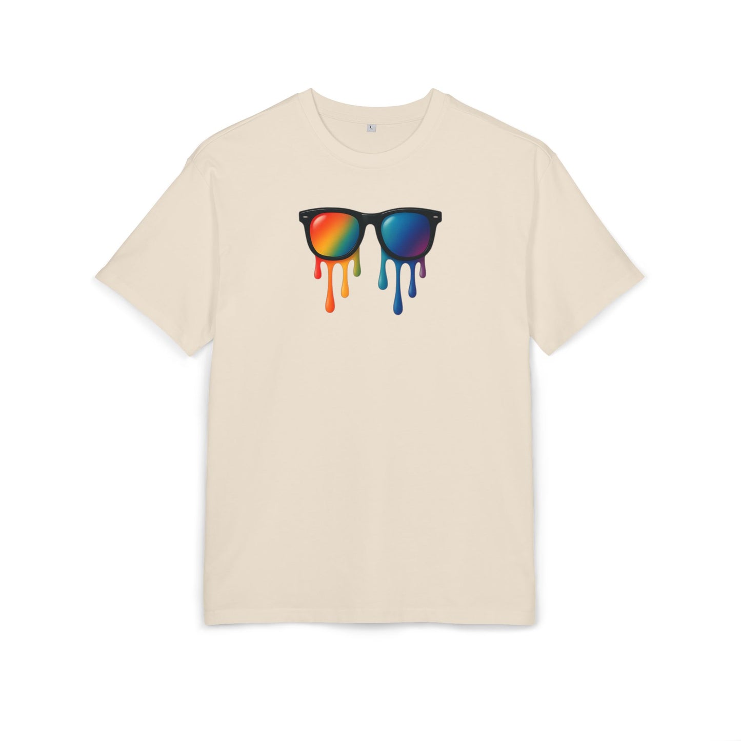 Melting Rainbow Shades T-Shirt (Brustprint) – Stylisches Unisex Shirt mit bunter Sonnenbrille & Farbverlauf | Cooles Sommer & Festival Design