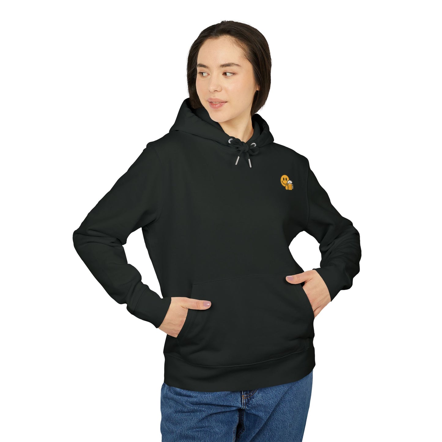 Bier Smiley Hoodie (Brustprint) – Witziger Kapuzenpullover für Männer & Frauen | Party Outfit