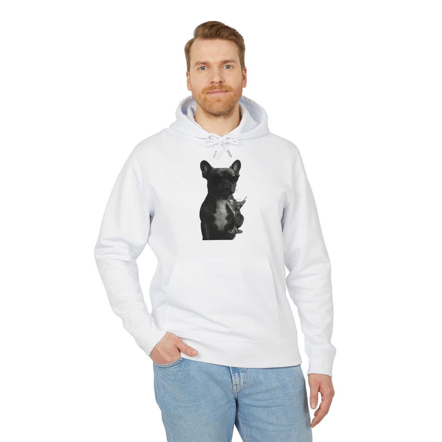 French Bulldog Hoodie (Brustprint) – Lustiger Kapuzenpullover mit Hund & Sonnenbrille – Unisex Streetwear mit Tiermotiv
