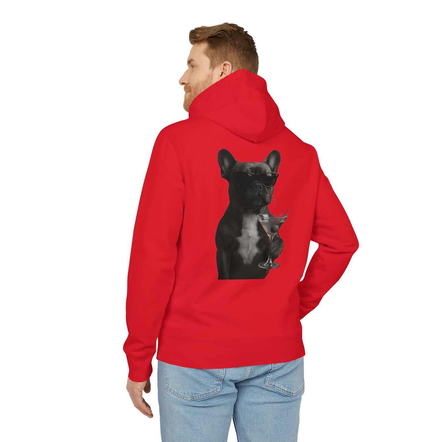 French Bulldog Hoodie (Rückenprint) – Lustiger Kapuzenpullover mit Hund & Sonnenbrille – Unisex Streetwear mit Tiermotiv