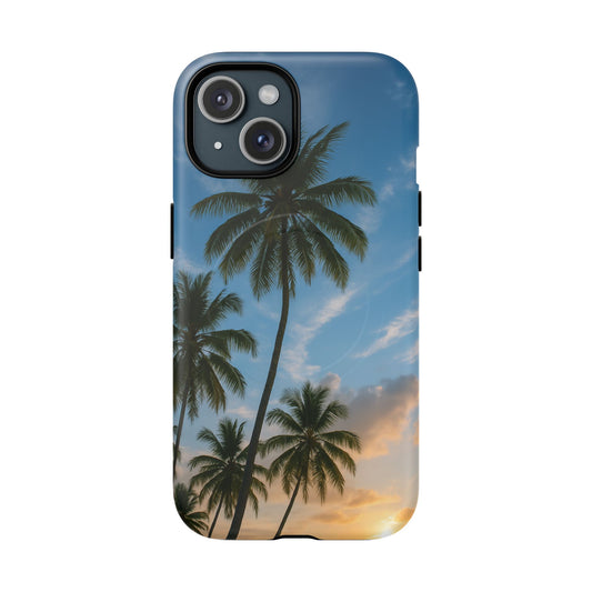 Tropische Sonnenuntergang Handyhülle mit Palmen – Sommer Vibes Case für iPhone & Android | Tropisches Strandmotiv