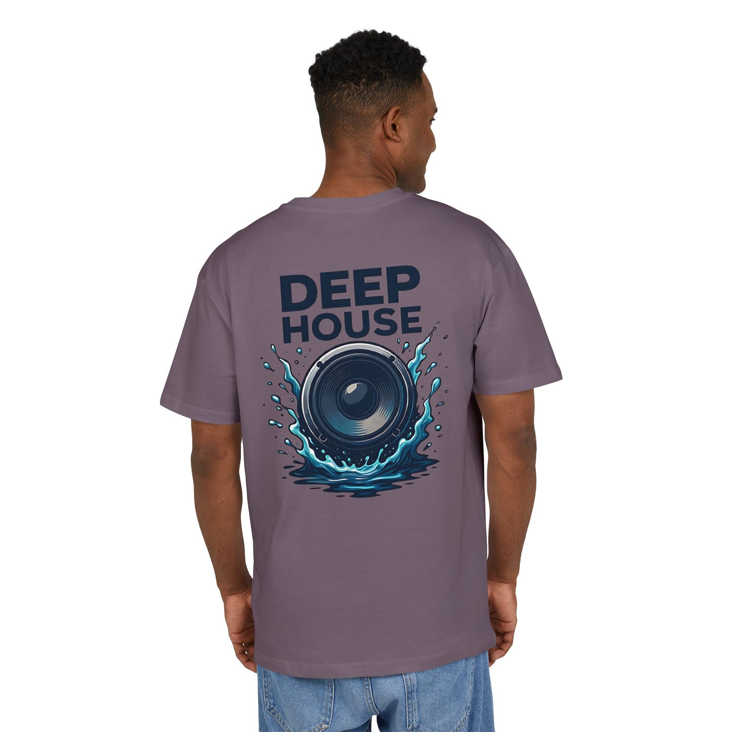 Deep House T-Shirt (Rückenprint) – Stylisches EDM Shirt mit Lautsprecher & Wasser Splash Motiv – Unisex Festival & Clubwear