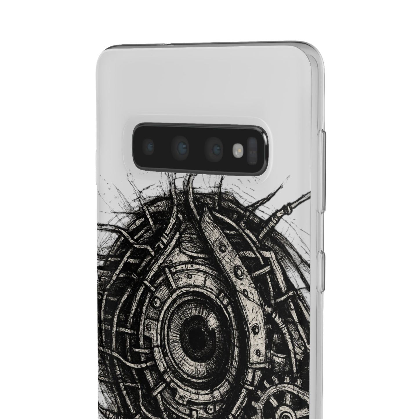 Biomechanisches Auge Handyhülle – Futuristisches Cyberpunk Design mit Zahnrädern & Kabeln | Schutzhülle für iPhone & Android