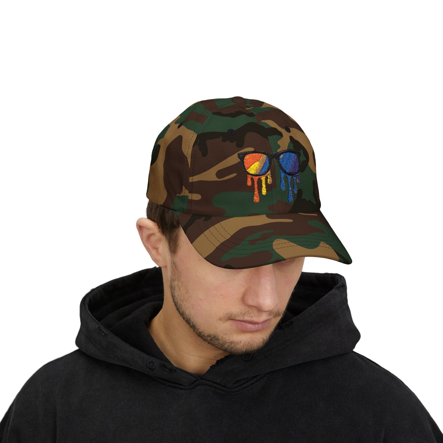 Melting Shades Cap – Stylische Unisex Basecap mit bunter, schmelzender Sonnenbrille | Sommer Accessoire für Festival, Freizeit & Streetwear