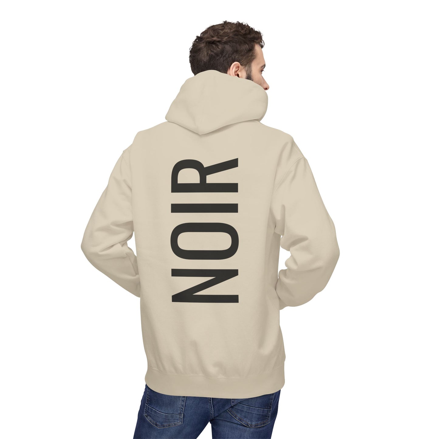 NOIR Hoodie Unisex (Rückenprint) – Nachhaltiger Midweight Fleece Kapuzenpullover mit Kängurutasche, Fair & OEKO-TEX zertifiziert