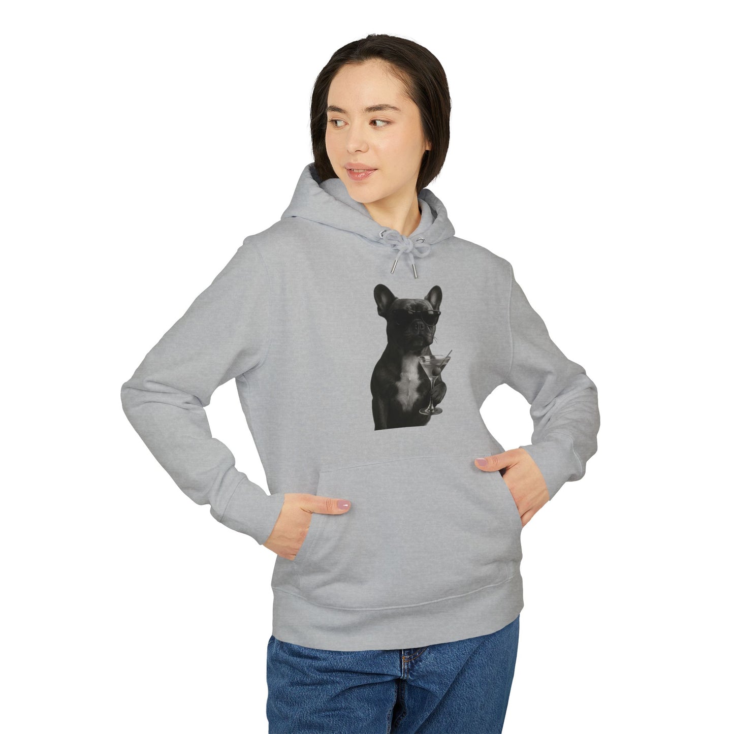 French Bulldog Hoodie (Brustprint) – Lustiger Kapuzenpullover mit Hund & Sonnenbrille – Unisex Streetwear mit Tiermotiv