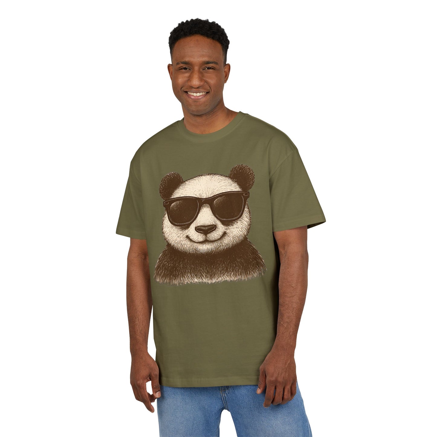 Cooler Panda T-Shirt (Brustprint) – Stylisches Unisex Shirt mit Sonnenbrillen-Motiv im Retro Look