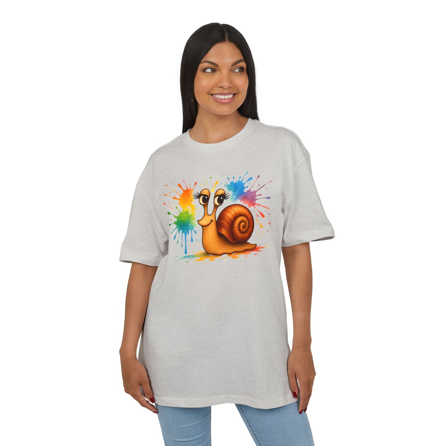 Bunte Schnecke T-Shirt (Brustprint) – Lustiges Unisex Shirt mit Farbklecks-Design für Tierfreunde & Kreative