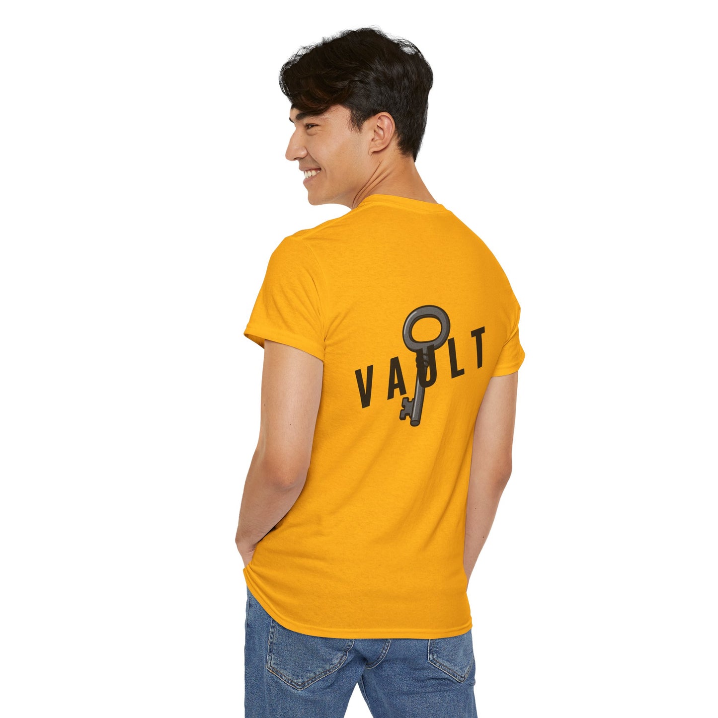 VAULT T-Shirt mit Schlüssel-Design (Rückenprint) – Unisex Heavy Cotton Tee | Nachhaltige Streetwear aus 100% Baumwolle