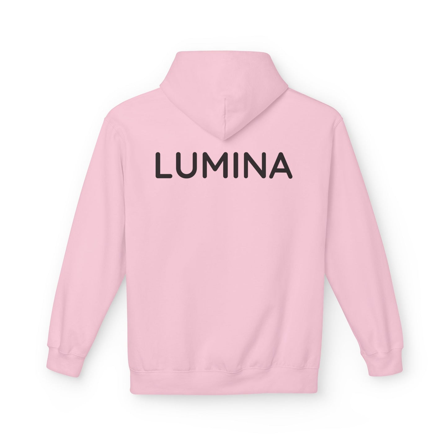 LUMINA Hoodie Unisex (Rückenprint) – Nachhaltiger Midweight Fleece Kapuzenpullover mit Kängurutasche, Fair & OEKO-TEX zertifiziert