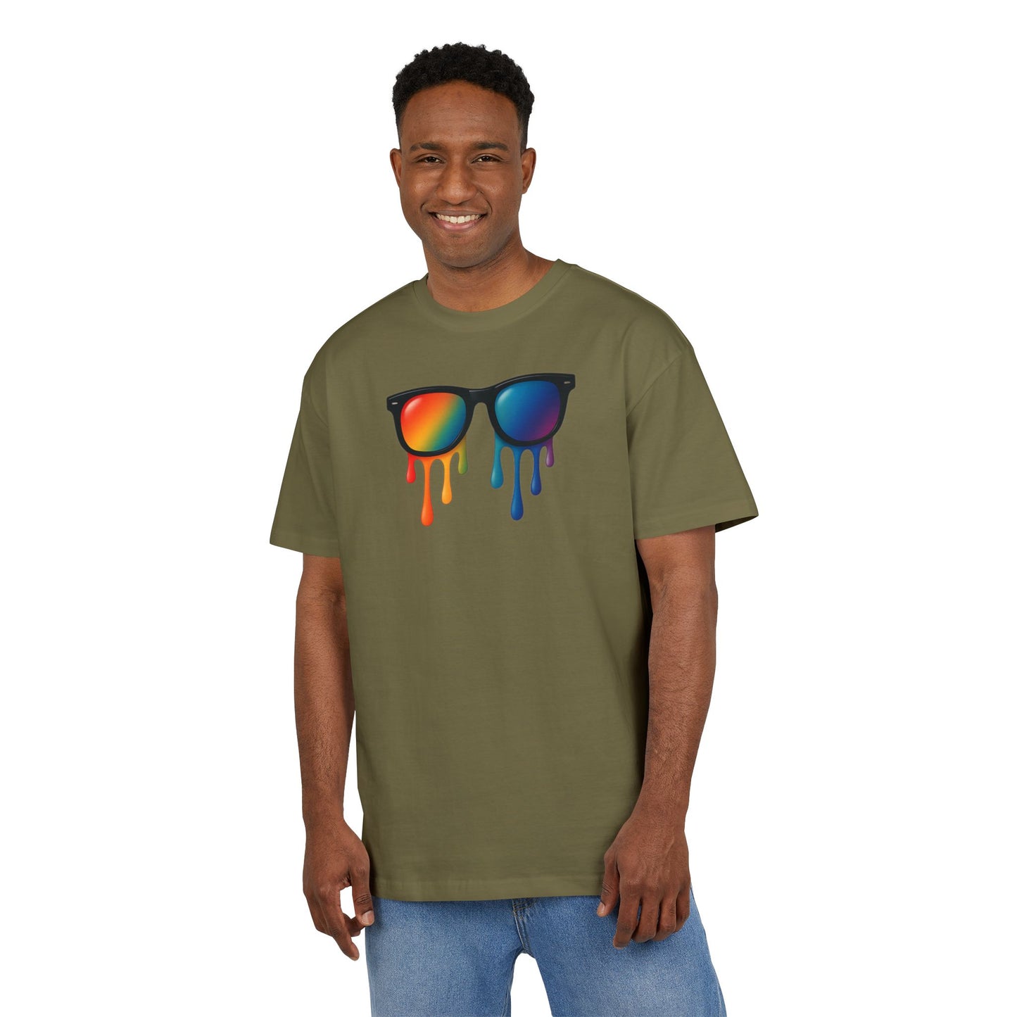 Melting Rainbow Shades T-Shirt (Brustprint) – Stylisches Unisex Shirt mit bunter Sonnenbrille & Farbverlauf | Cooles Sommer & Festival Design