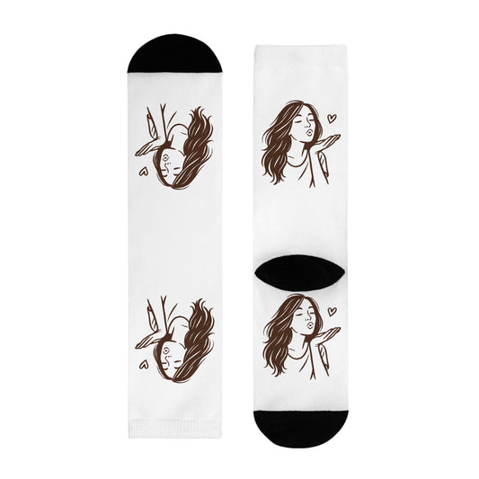 Kusshand Socken – Stylische Unisex Socken mit romantischem Kuss & Herz Motiv