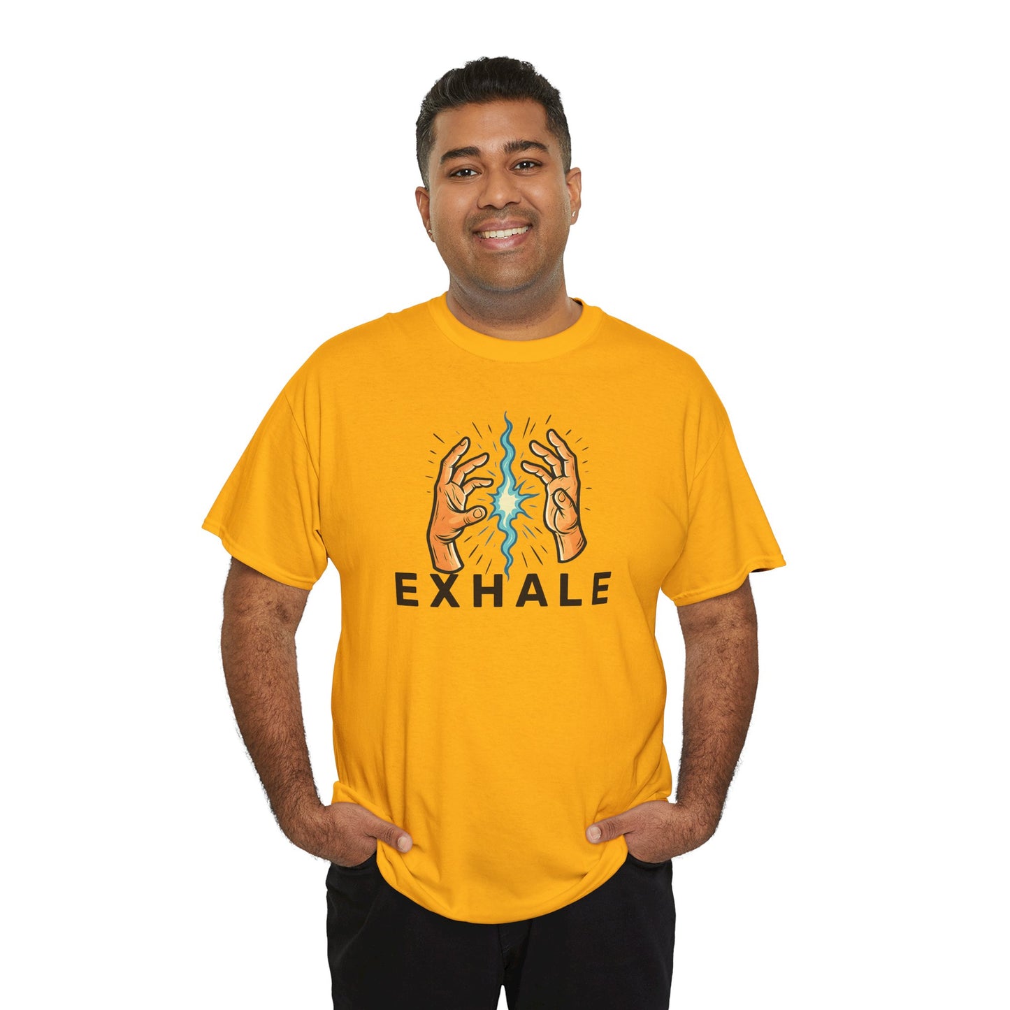 EXHALE T-Shirt (Brustprint) – Unisex Heavy Cotton Tee | Nachhaltige Streetwear mit Statement-Design