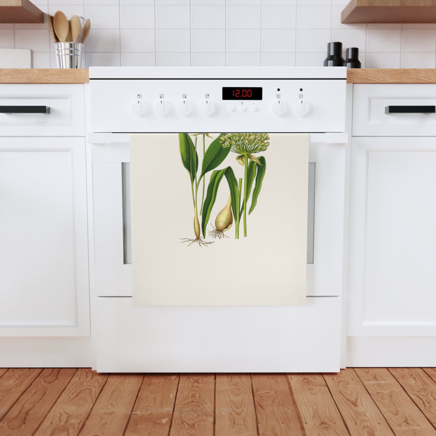 Botanisches Küchenhandtuch Bärlauch, 100% Bio-Baumwolle, umweltfreundlich, Handtuch für Pflanzenliebhaber, stilvolles Küchenhandtuch