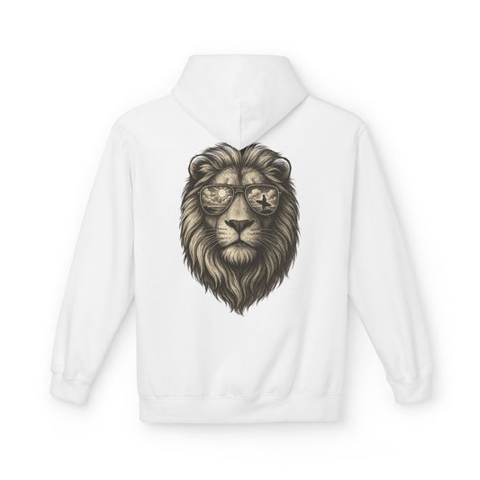 Löwe mit Sonnenbrille Hoodie (Rückenprint) – Stylischer Unisex Kapuzenpullover mit Löwenmotiv für Tierfreunde & Streetwear-Fans