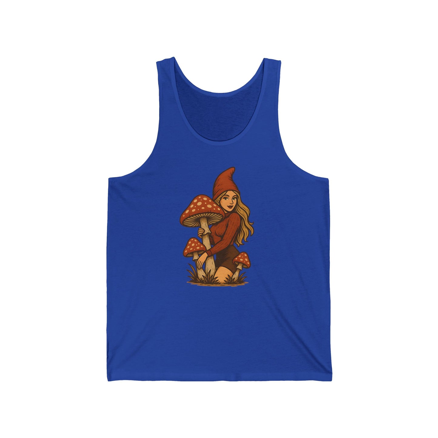 Fantasy Pilzfee Tanktop – Retro Grafik Shirt mit Wald- und Fliegenpilz Design