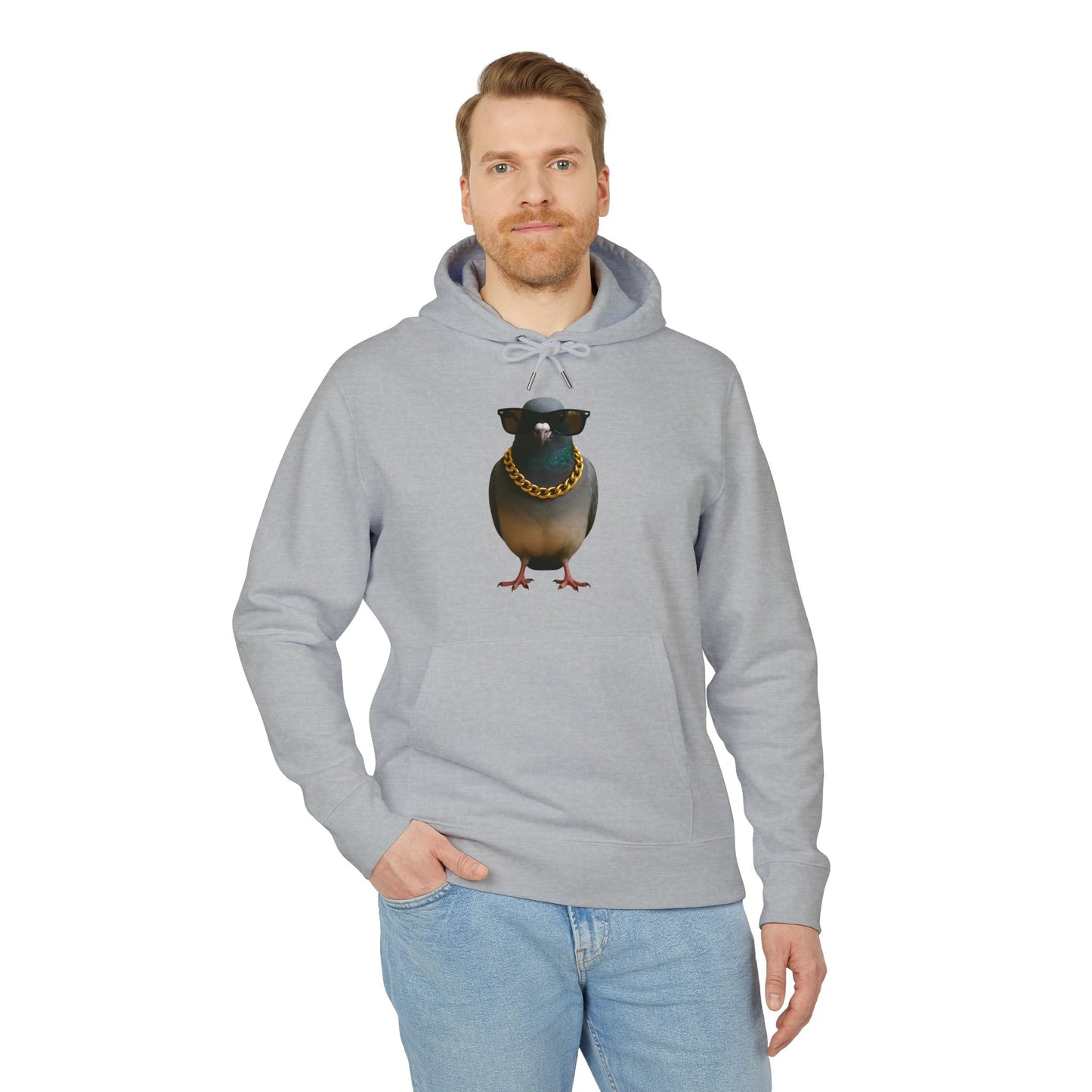 Gangster Taube Hoodie (Brustprint) – Lustiger Streetstyle Kapuzenpullover mit Vogel Motiv – Oversize Unisex Hoodie für Herren & Damen