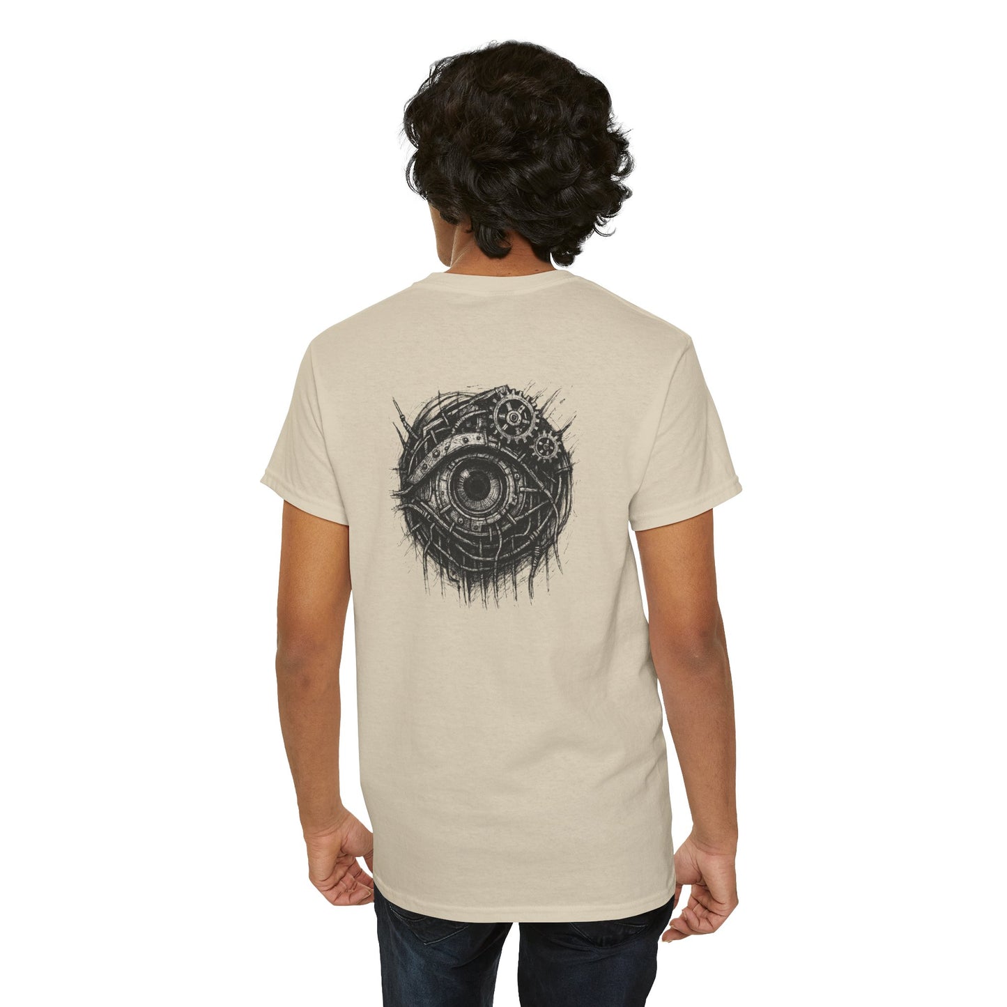 Biomechanisches Auge T-Shirt Unisex – Cyberpunk Zahnräder & Drähte Design | Futuristisches Cyborg Shirt für Sci-Fi & Gothic Fans