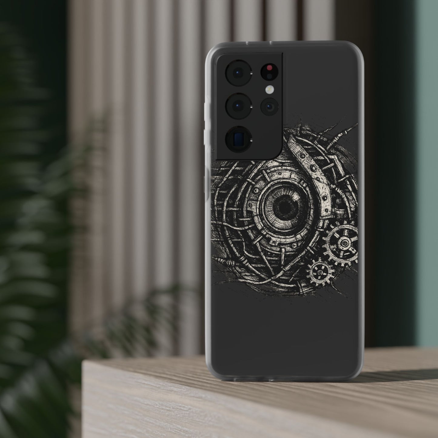 Biomechanisches Auge Handyhülle – Futuristisches Cyberpunk Design mit Zahnrädern & Kabeln | Schutzhülle für iPhone & Android