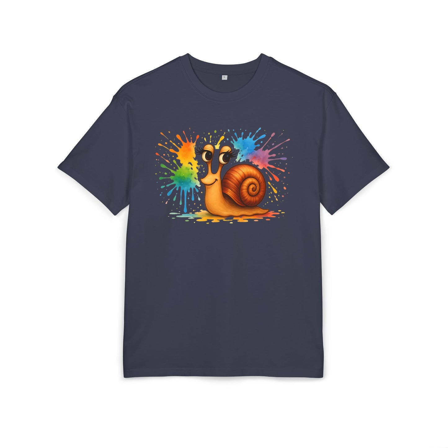 Bunte Schnecke T-Shirt (Brustprint) – Lustiges Unisex Shirt mit Farbklecks-Design für Tierfreunde & Kreative