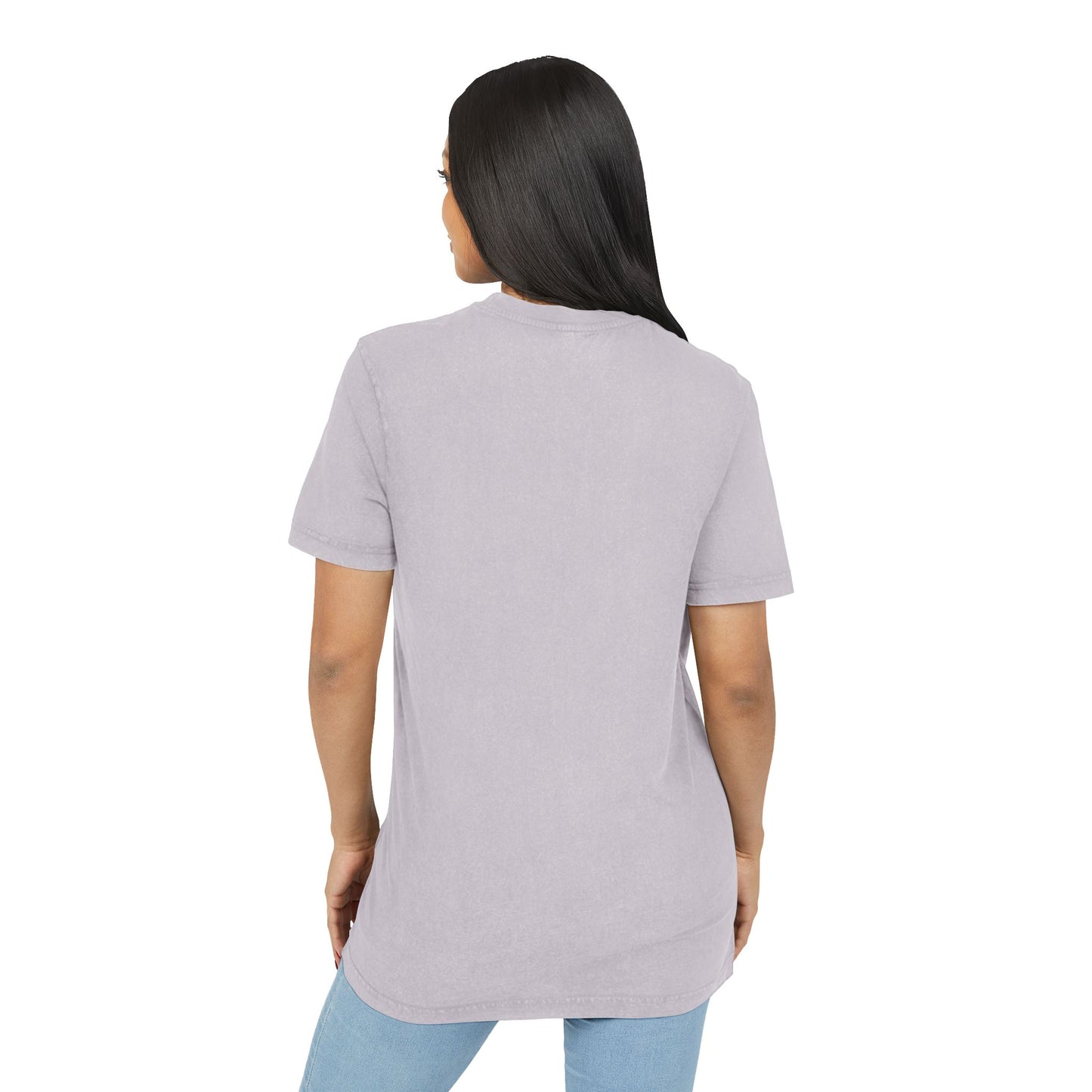 Dog print Vintage Style Acid Washed Round Neck Tee - Eco-Friendly T-Shirt, Everyday