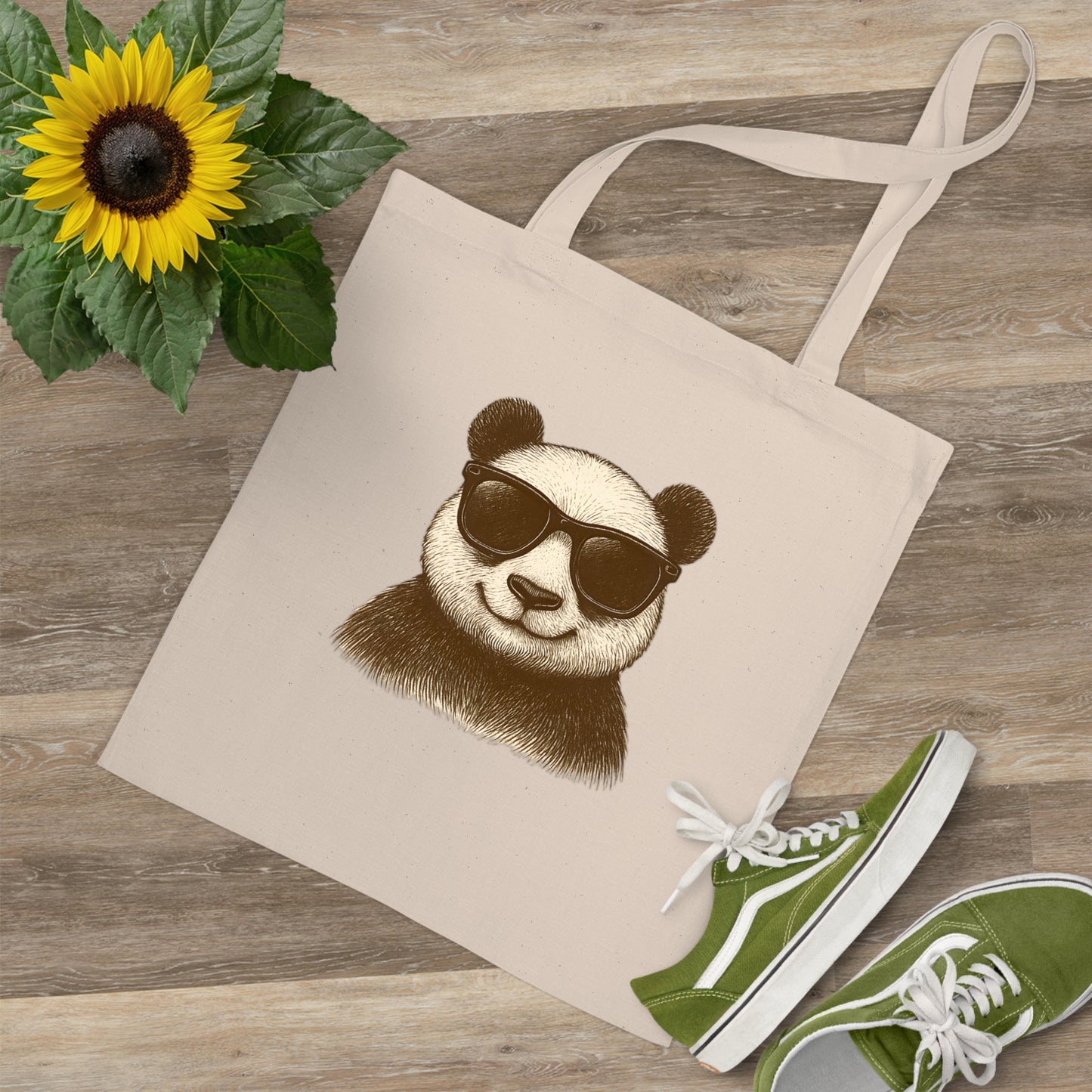 Panda Jutebeutel mit Sonnenbrille – Lustige Unisex Baumwolltasche für Alltag, Shopping & Pride