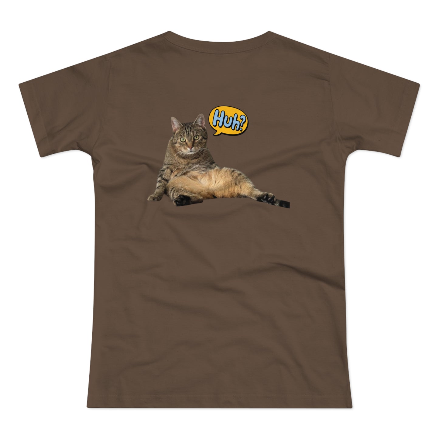 “Huh?” Katze – Lustiges Katzen T-Shirt mit Rückendruck | Für Katzenfans mit Humor