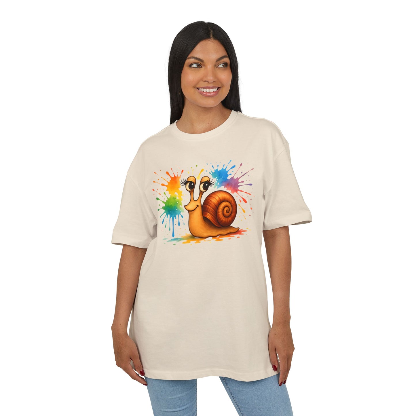 Bunte Schnecke T-Shirt (Brustprint) – Lustiges Unisex Shirt mit Farbklecks-Design für Tierfreunde & Kreative