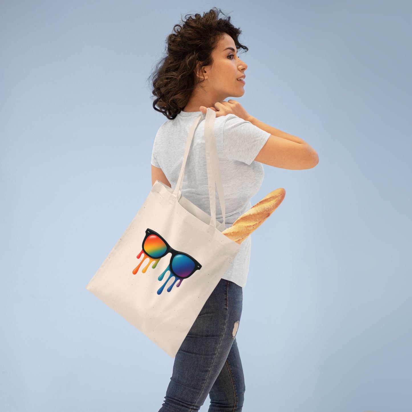Melting Shades Jutebeutel – Stylischer Stoffbeutel mit bunter, schmelzender Sonnenbrille | Nachhaltige Tasche für Sommer, Festival & Alltag