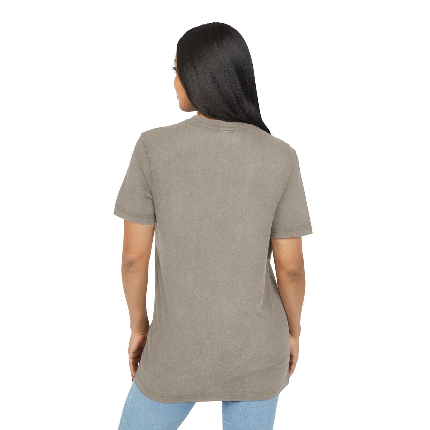 Dog print Vintage Style Acid Washed Round Neck Tee - Eco-Friendly T-Shirt, Everyday
