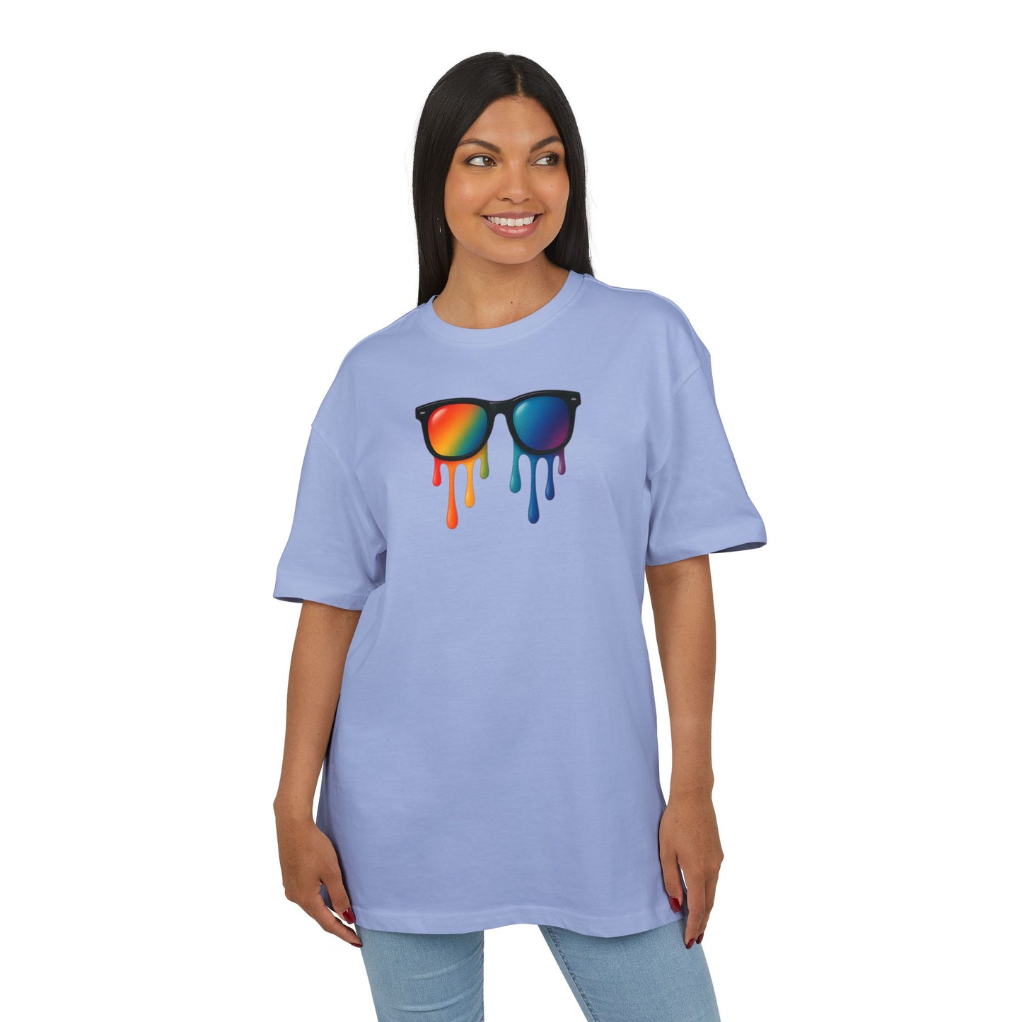Melting Rainbow Shades T-Shirt (Brustprint) – Stylisches Unisex Shirt mit bunter Sonnenbrille & Farbverlauf | Cooles Sommer & Festival Design