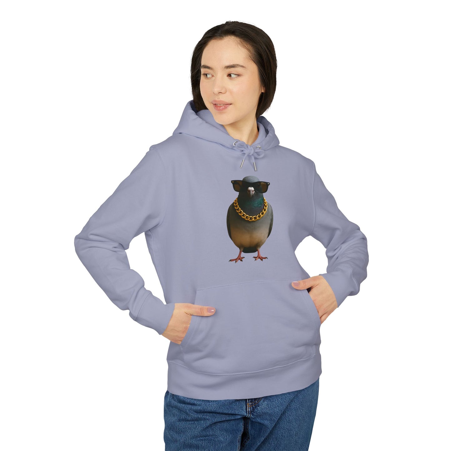 Gangster Taube Hoodie (Brustprint) – Lustiger Streetstyle Kapuzenpullover mit Vogel Motiv – Oversize Unisex Hoodie für Herren & Damen
