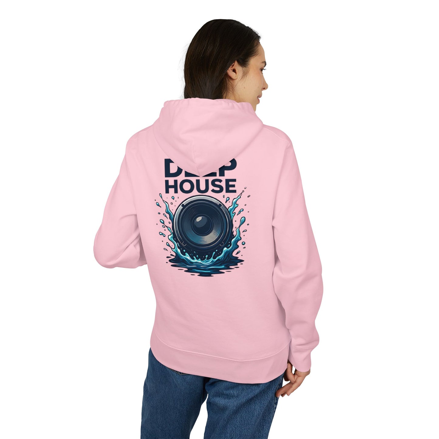 Deep House Hoodie (Rückenprint) – Stylischer Musik Hoodie mit Lautsprecher & Wasser Splash Design – Unisex EDM & Festival Streetwear