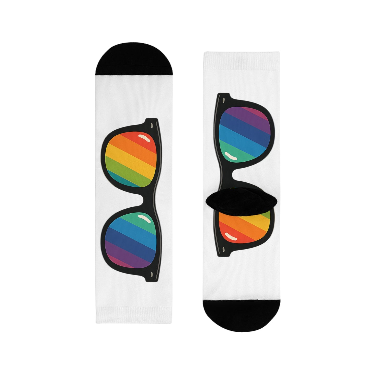 Regenbogen Sonnenbrillen Socken – Bunte Unisex Statement-Socken im Pride & Retro Look