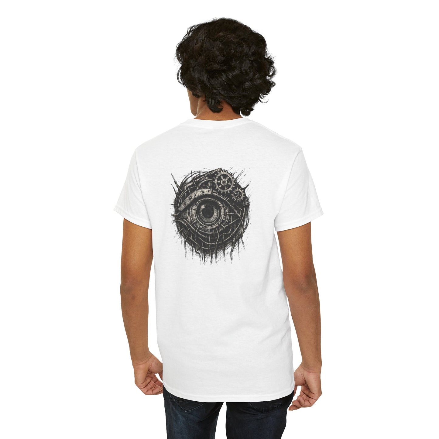 Biomechanisches Auge T-Shirt Unisex – Cyberpunk Zahnräder & Drähte Design | Futuristisches Cyborg Shirt für Sci-Fi & Gothic Fans