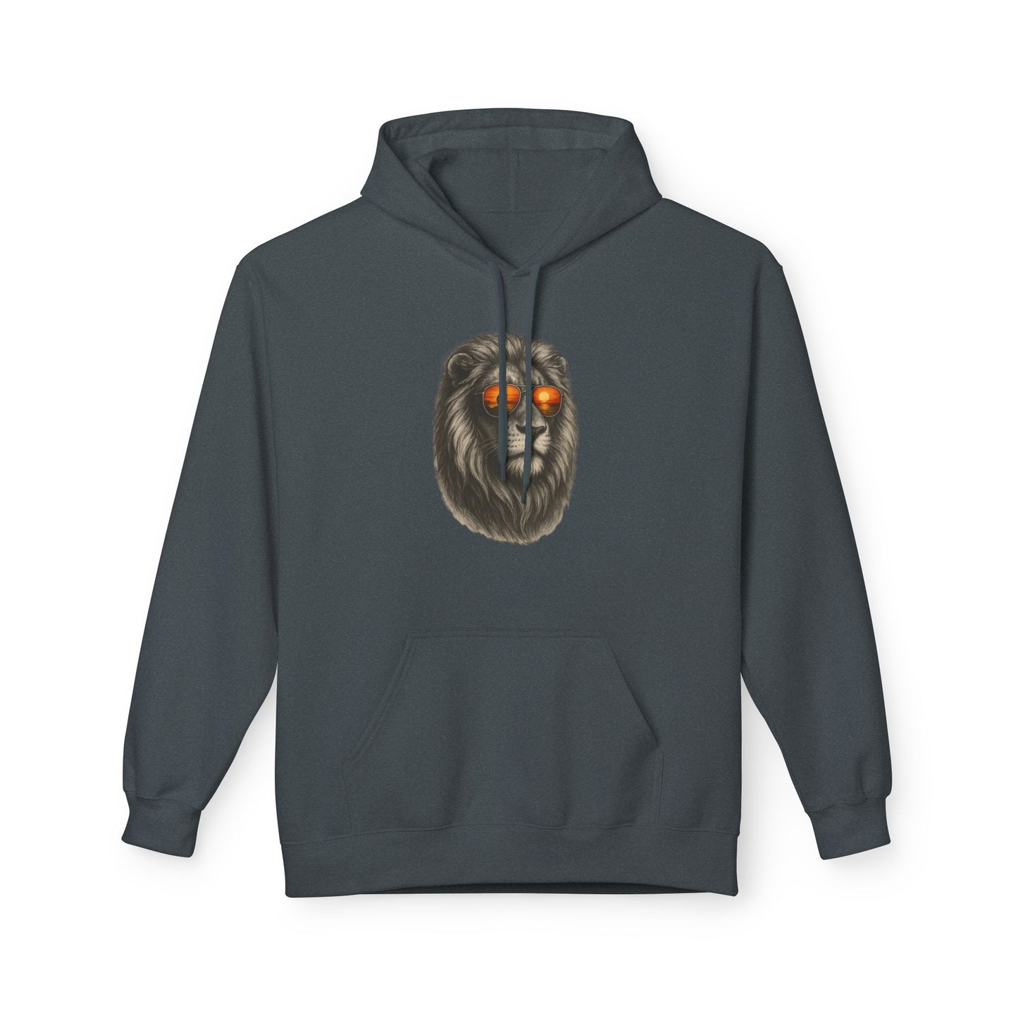 Löwen Hoodie Unisex (Brustprint) – Stylischer Kapuzenpullover mit Sonnenbrillen-Löwe | Tiermotiv Streetwear für Damen & Herren