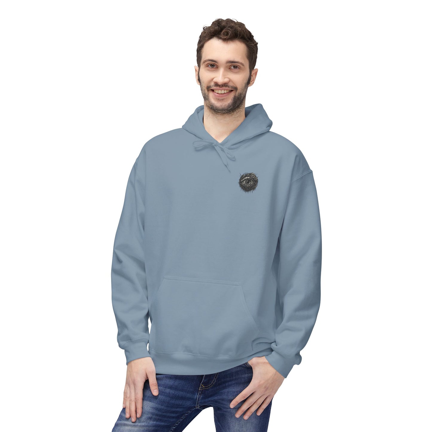 Biomechanisches Auge Hoodie Unisex – Cyberpunk Kapuzenpullover mit Zahnrädern & Kabeln | Futuristischer Techwear Look