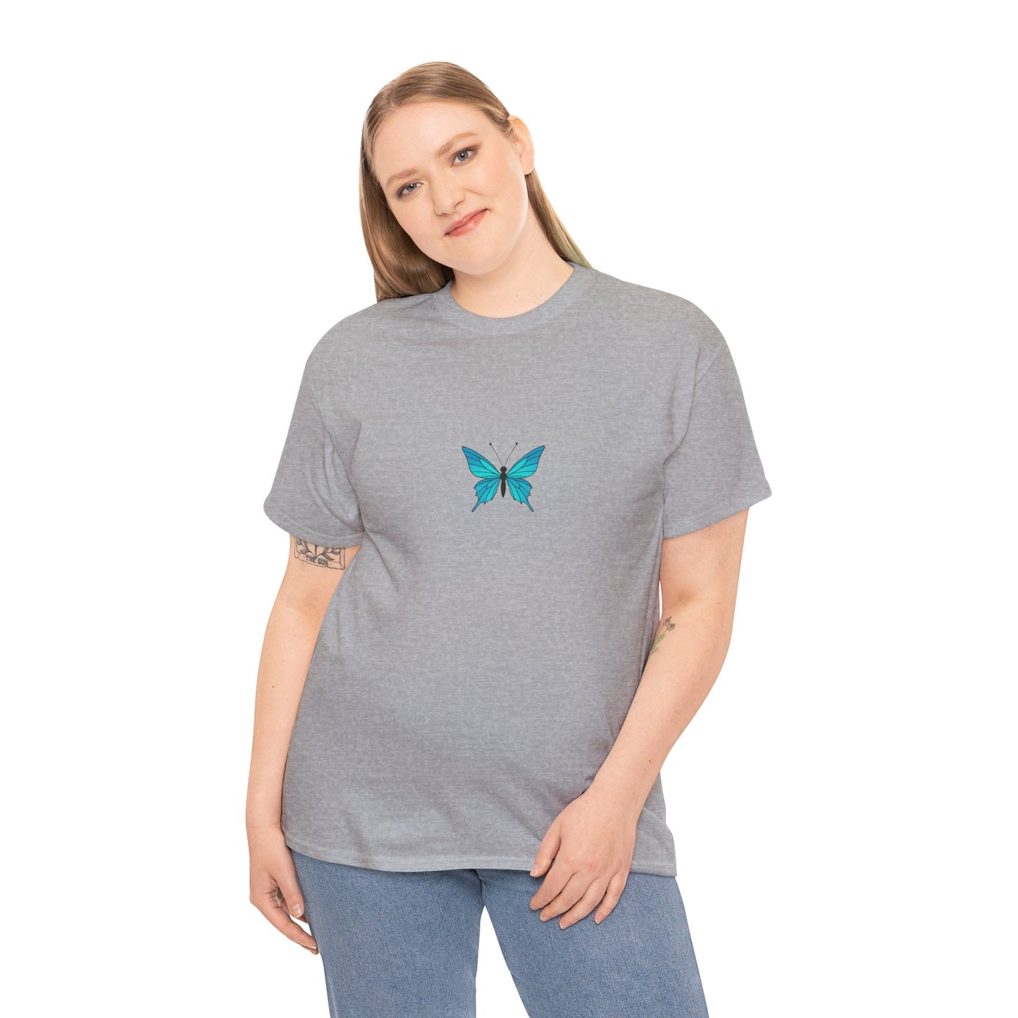 Blauer Schmetterling T-Shirt Unisex (Brustprint) – Farbintensives Butterfly Design | Natur-inspiriertes Shirt aus Baumwolle