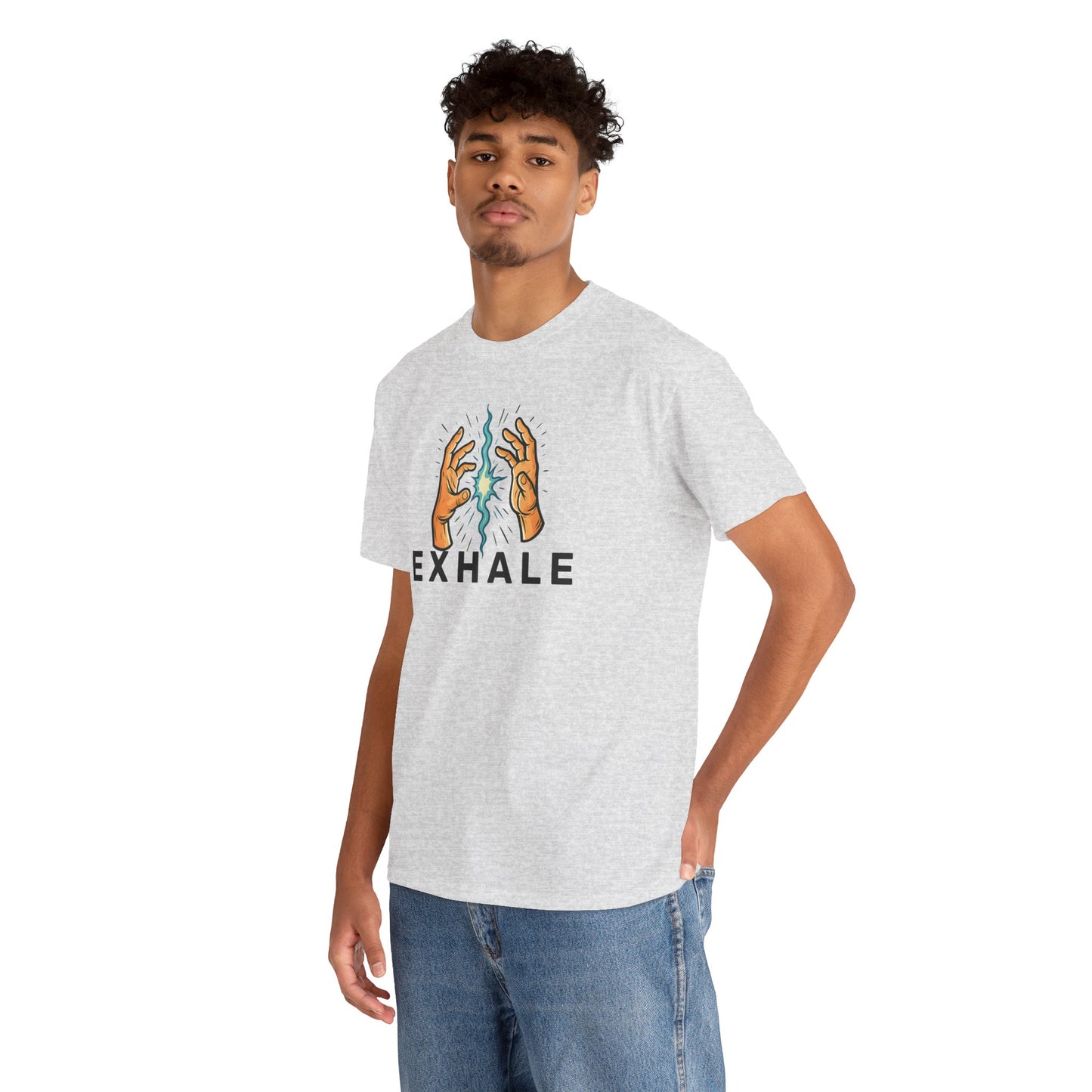 EXHALE T-Shirt (Brustprint) – Unisex Heavy Cotton Tee | Nachhaltige Streetwear mit Statement-Design