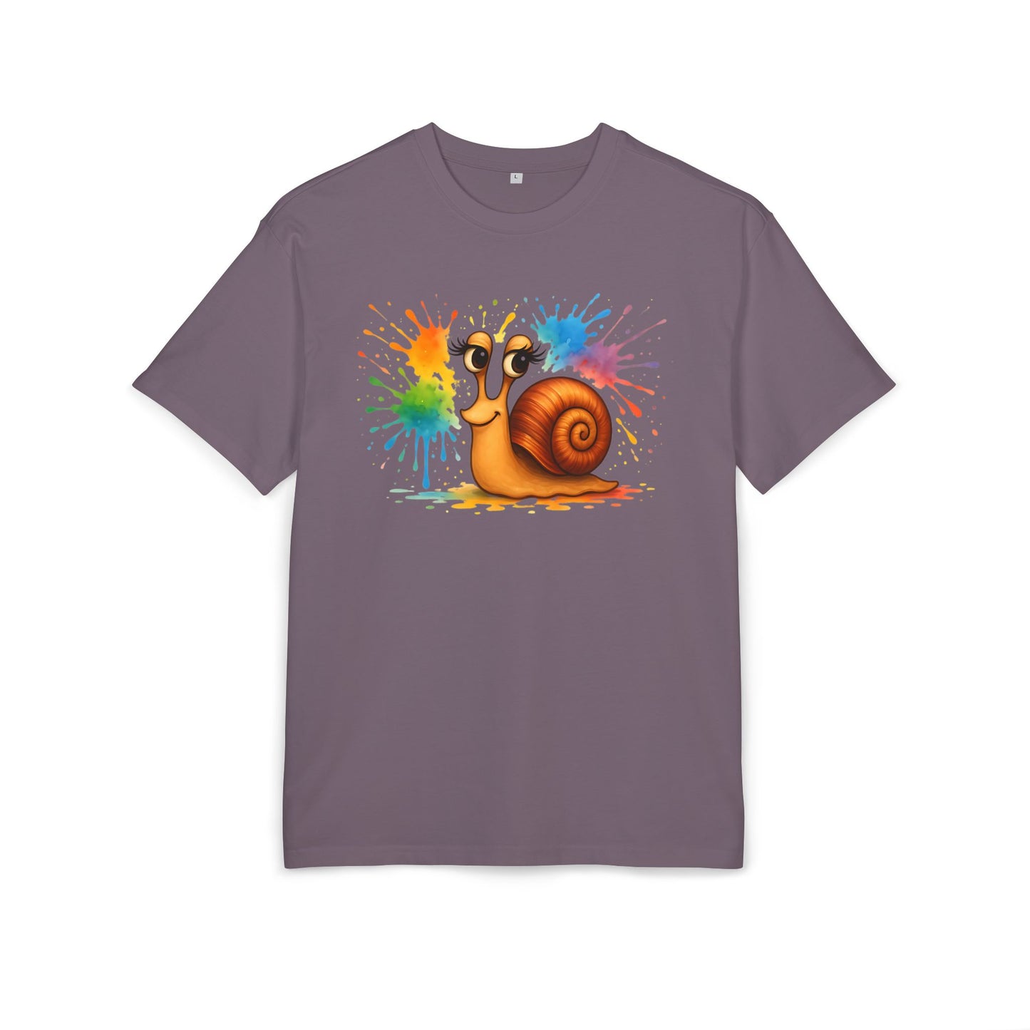 Bunte Schnecke T-Shirt (Brustprint) – Lustiges Unisex Shirt mit Farbklecks-Design für Tierfreunde & Kreative