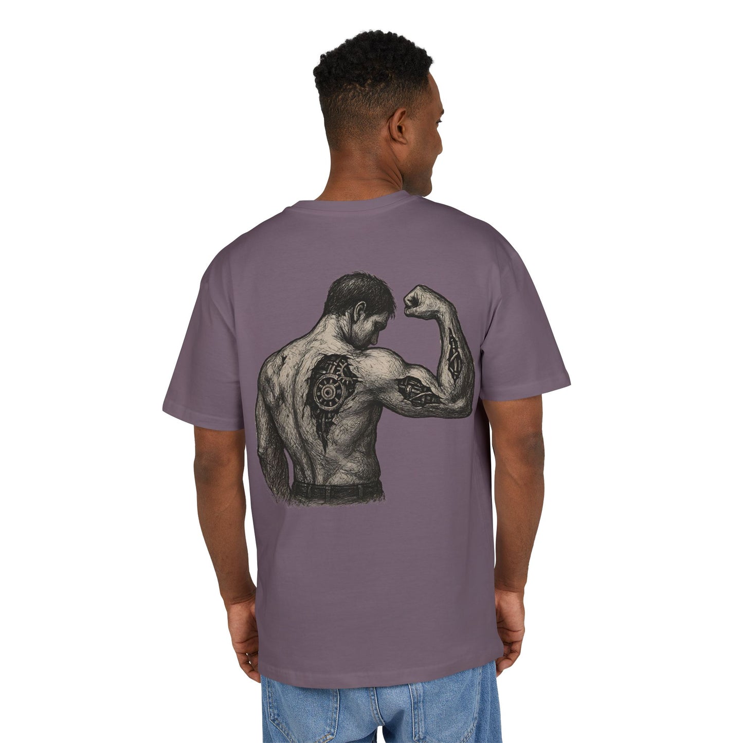 Biomechanik Muskel T-Shirt Unisex (Rückenprint) – Cyborg Body Design mit Zahnrädern & Maschinenstrukturen | Futuristisches Techwear Shirt für Fitness & Sci-Fi Fans