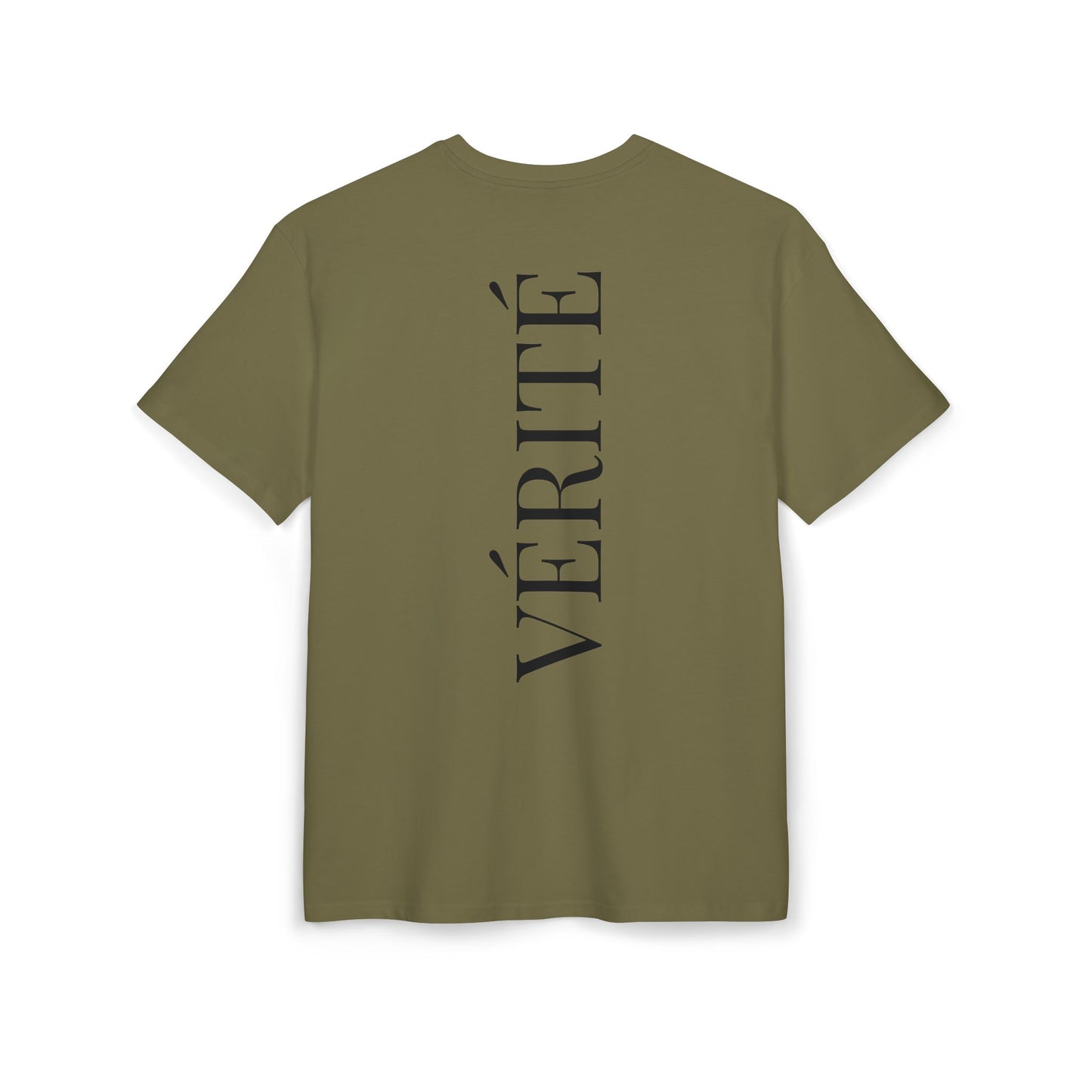 Stylisches T-Shirt mit Aufschrift ‘Vérité’ (Rückenprint) – Minimalistisches Design für Modebewusste